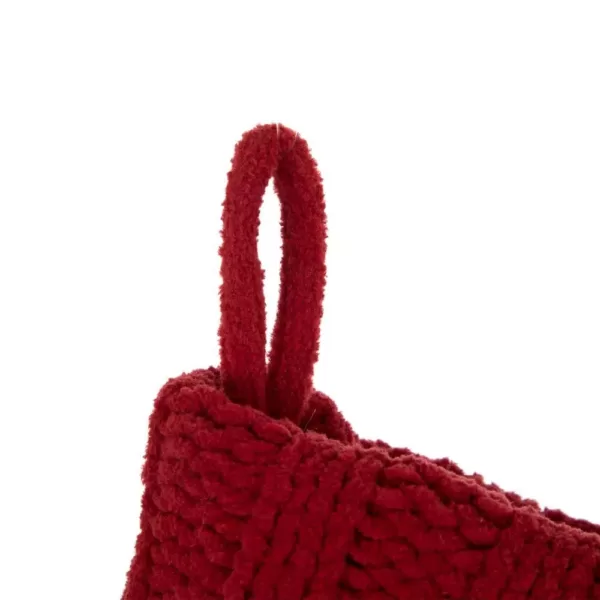 Glitzhome 22 in. L Knitted Polyester Red Christmas Stocking