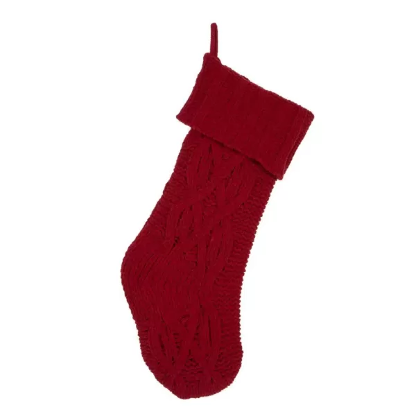 Glitzhome 22 in. Knitted Polyester Red Christmas Decoration Stocking (2-Pack)