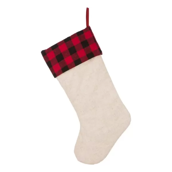 Glitzhome 21 in. Polyester LED Embroidered Linen Christmas Dog Stocking (2-Pack)