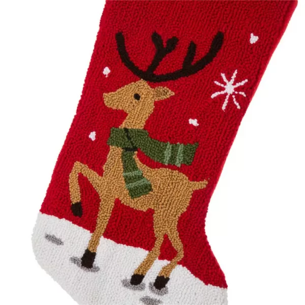 Glitzhome 20 in. H Polyester and Acrylic Reindeer Hooked Stocking (2-Pack)