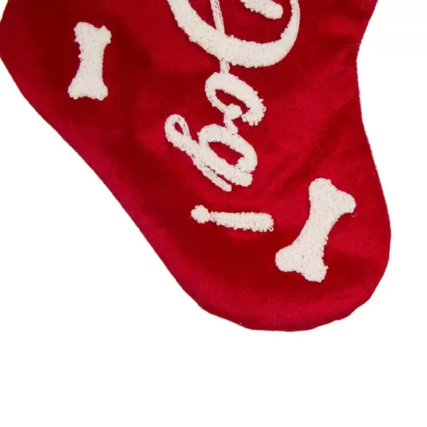 Glitzhome 21 in. H Polyester Velvet Christmas Stocking with Plush Cuff- Good Dog (2-Pack)