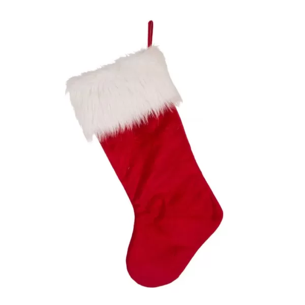 Glitzhome 21 in. H Polyester Velvet Christmas Stocking with Plush Cuff- Good Dog (2-Pack)