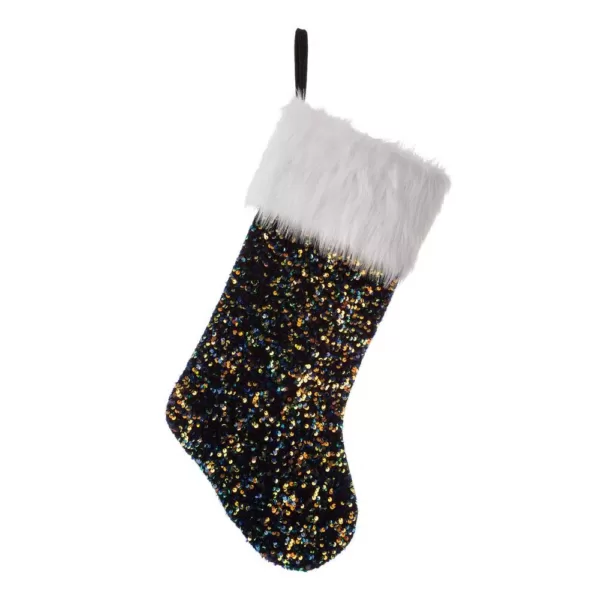 Glitzhome 21 in. H Polyester Navy Blue Sequin Christmas Stocking