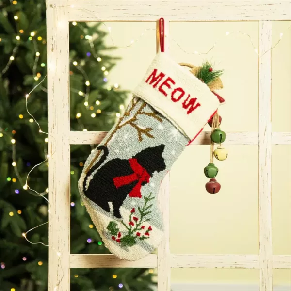 Glitzhome 20 in. L Hooked Stocking, Cat