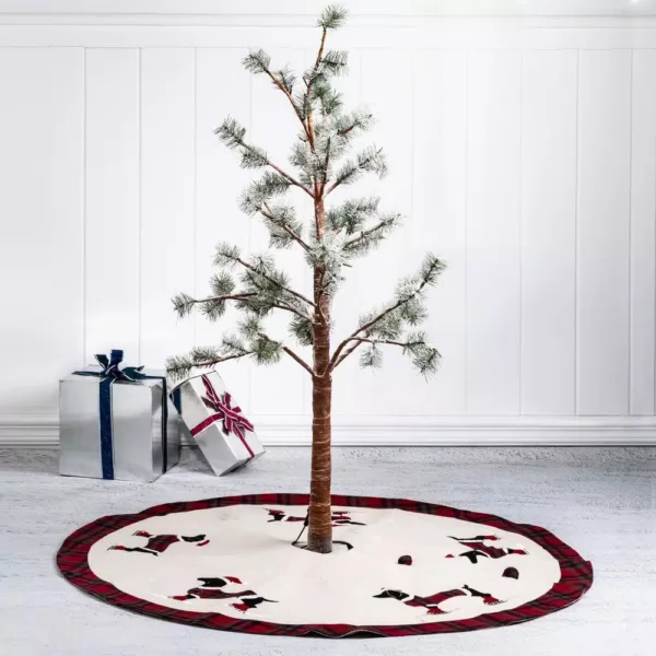 Glitzhome 48 in. D Fabric Christmas Tree Skirt - Dachshund