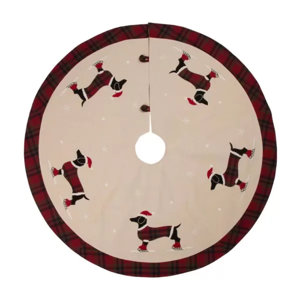 Glitzhome 48 in. D Fabric Christmas Tree Skirt - Dachshund