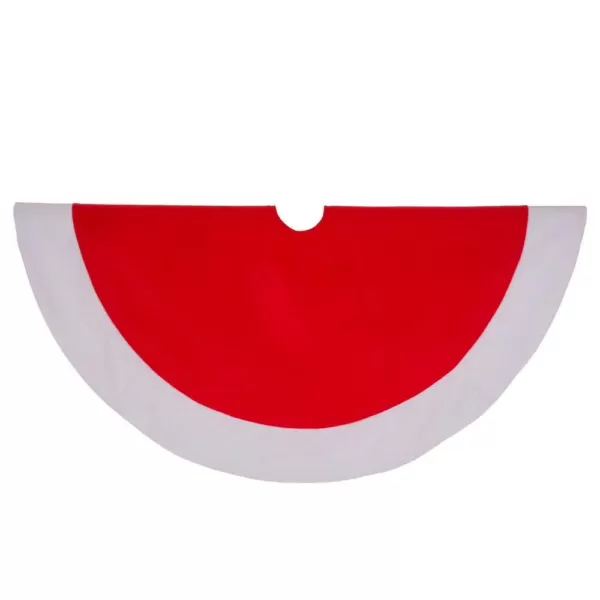 Glitzhome 42 in. D Felt Christmas Tree Skirt  in Traditional Red and White