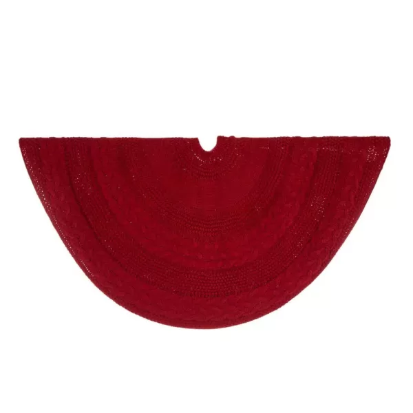 Glitzhome 52 in. D Knitted Acrylic Red Christmas Tree Skirt