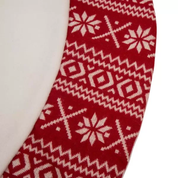 Glitzhome 48 in. D White Fleece Christmas Tree Skirt - Merry Christmas