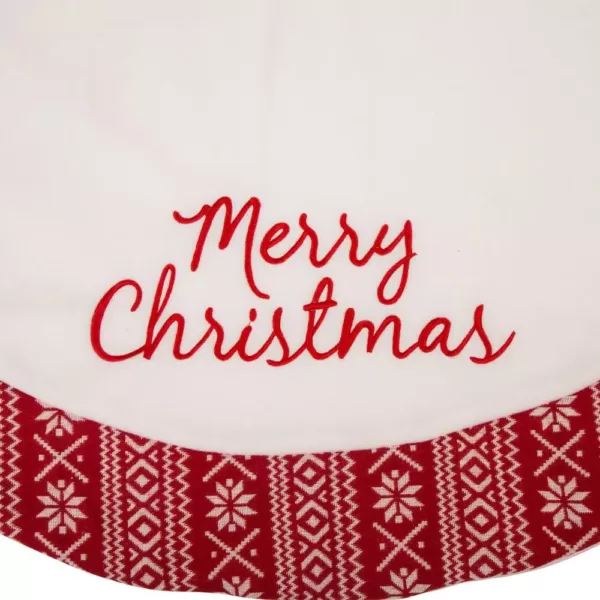 Glitzhome 48 in. D White Fleece Christmas Tree Skirt - Merry Christmas