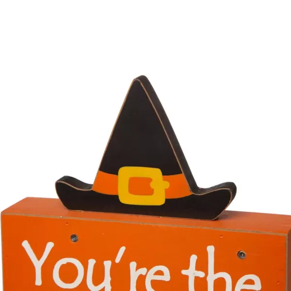 Glitzhome 11.54 in. H Halloween Wooden Lighted Witch/Word Block Table Decor