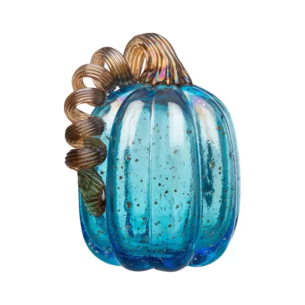 Glitzhome S/3 8.46 in. Blue Glass Pumpkin