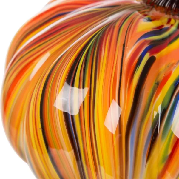 Glitzhome 8.66 in. D x 6.69 in. H Multi-Striped Glass Large Pumpkin