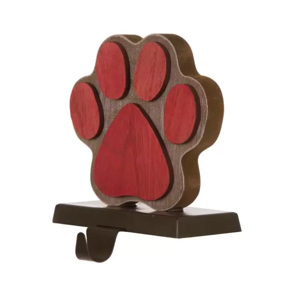 Glitzhome 6.30 in. H Wooden/Metal Paw Stocking Holder