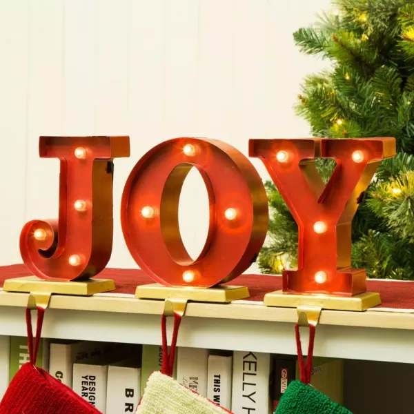 Glitzhome 8.46 in. H JOY Stocking Holder (Set of 3)