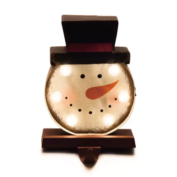 Glitzhome Marquee LED Snowman Head Stocking Holder