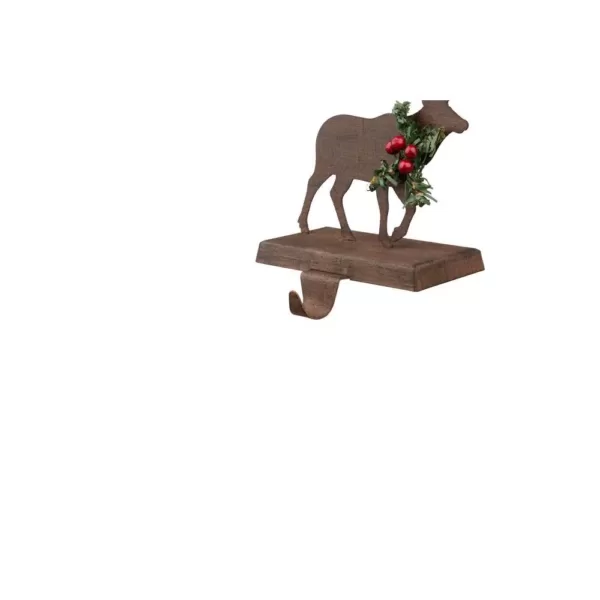 Glitzhome 6.50 in. H Wooden/Metal Reindeer Stocking Holder