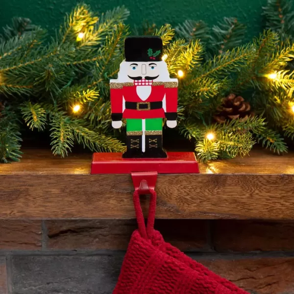 Glitzhome 7.00 in. H Wooden/Metal Nutcracker Stocking Holder