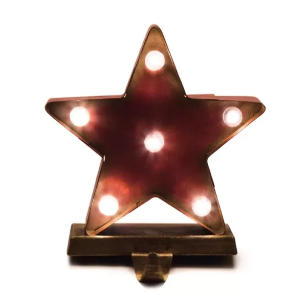 Glitzhome 2-Pack Marquee LED Star Stocking Holder