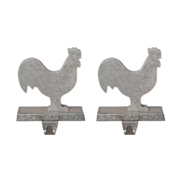 Glitzhome Galvanized Metal Cock Stocking Holder (2-Pack)