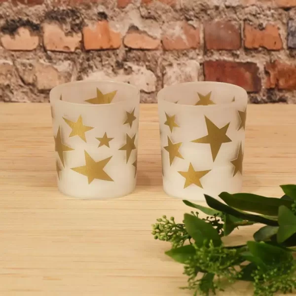 LUMABASE Gold Stars Battery Operated LED Candles (2-Count)