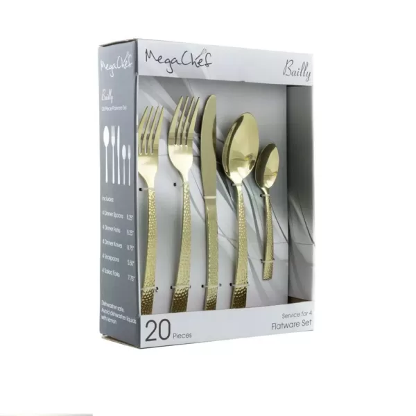 MegaChef Baily 20-Piece Light Gold Stainless Steel Flatware Set (Service for 4)