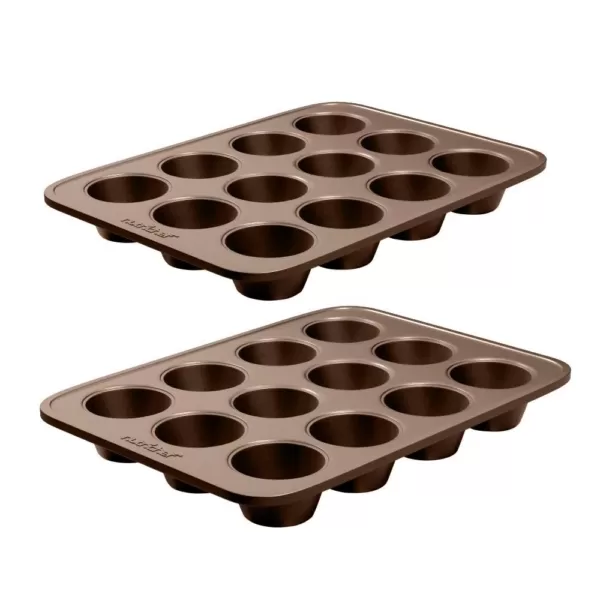 NutriChef 2-Piece Steel Deluxe Non-Stick Cupcake Cookie Baking Sheet Set