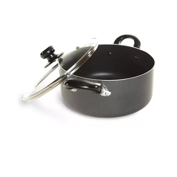 Better Chef 4 qt. Round Aluminum Nonstick Dutch Oven in Gray with Glass Lid