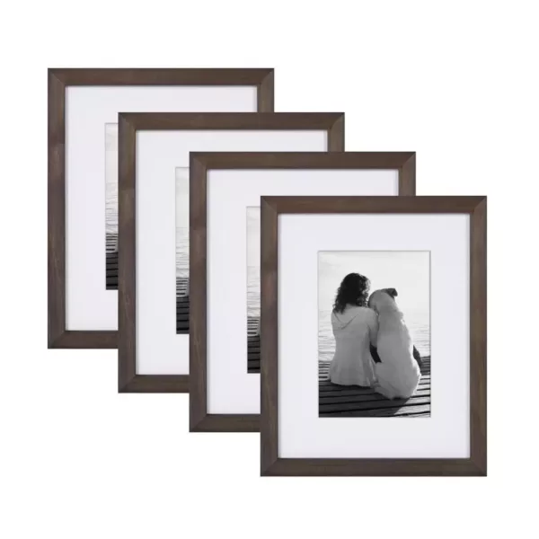 DesignOvation Gallery 8 in. x 10 in. Matted to 5 in. x 7 in. Gray Picture Frame (Set of 4)