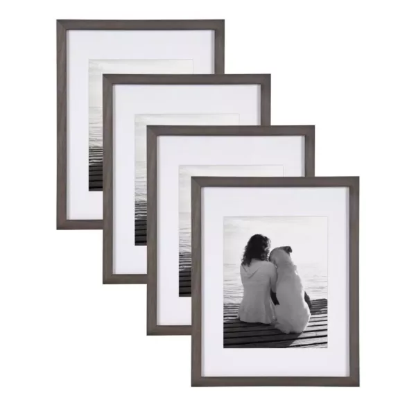 DesignOvation Gallery 11x14 matted to 8x10 Gray Picture Frame Set of 4