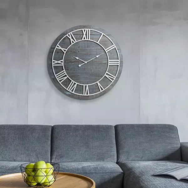 Pinnacle Wood Plank Frameless Washed Gray Wall Clock