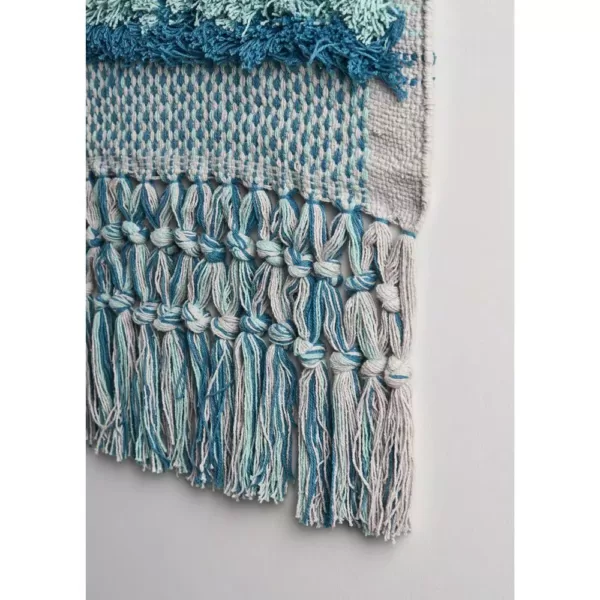 LR Home Coast Gray / Teal Fringed Wall Tapestry