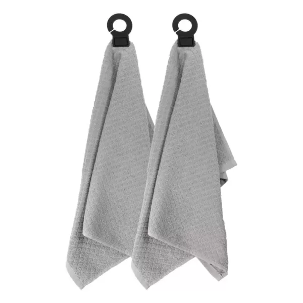 RITZ Hook and Hang Gray Woven Cotton Kitchen Towel (Set of 2)