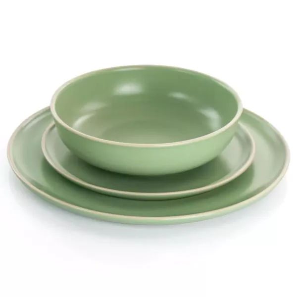 GIBSON elite Serenade 16-Piece Green Round Stoneware Dinnerware Set