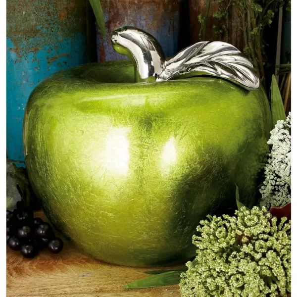 LITTON LANE 11 in. x 9 in. Modern Emerald Green Ceramic Decorative Apple