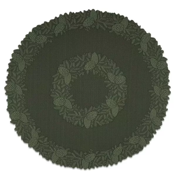 Heritage Lace Highland Pine 42 in. W x 42 in. L Aspen Green Floral Polyester Round Table Topper