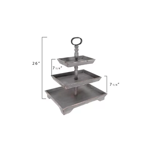 3R Studios Bungalow Lane Grey 3Tier Decorative Tray