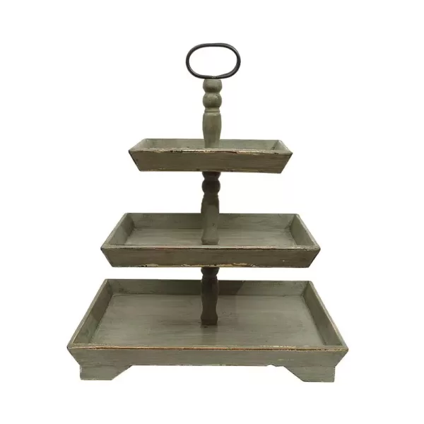 3R Studios Bungalow Lane Grey 3Tier Decorative Tray