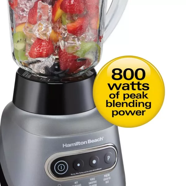 Hamilton Beach Wave Crusher 40 oz. 6-Speed Gray Blender with 20 oz. Travel Jar