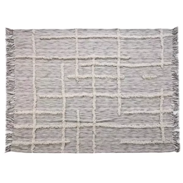 LR Resources Linework 50 in. x 60 in. Gray/Natural Decorative Throw Blanket