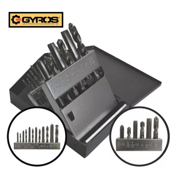 Gyros High Speed Steel Coarse Tap and Drill Bit Set (18-Piece)