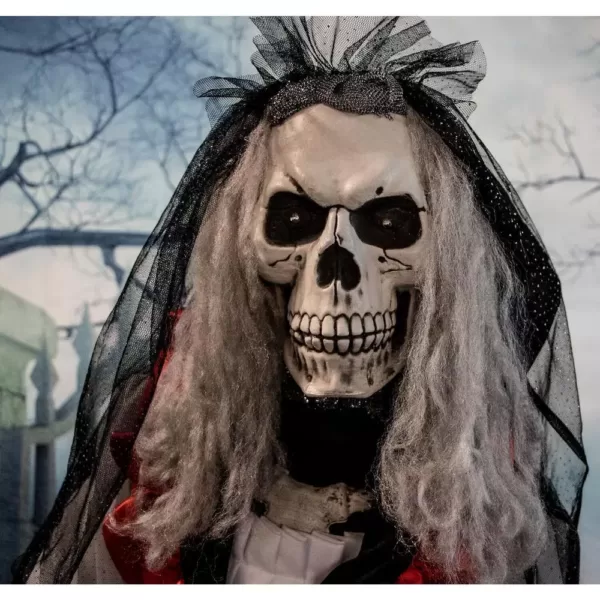 Haunted Hill Farm 5.5 ft. Animatronic Moaning Skeleton Bride Halloween Prop