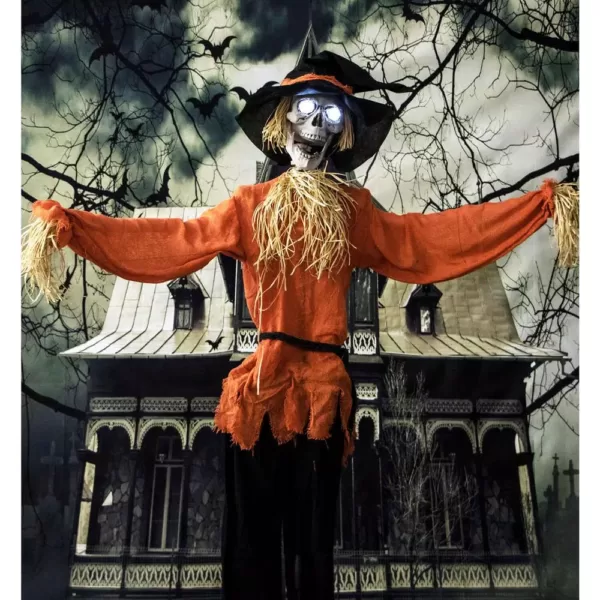 Haunted Hill Farm 5 ft. Animatronic Skeleton Scarecrow Halloween Prop