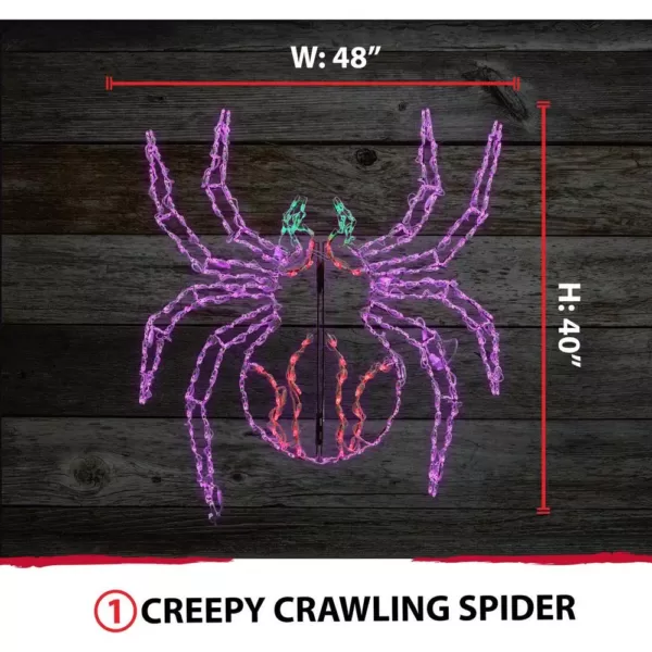 Haunted Hill Farm 48 in. x 40 in. Creepy Crawling Spider Indoor/Outdoor LED Halloween Window Light