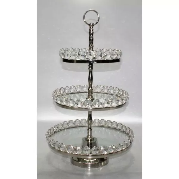 Heim Concept 20 in. H 3-Tier Glastainless Steel/Nip Stand Detachable Crystal Border (Plates 8/10/12 in.)