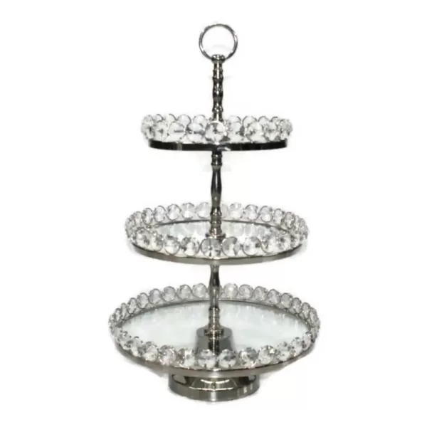 Heim Concept 20 in. H 3-Tier Glastainless Steel/Nip Stand Detachable Crystal Border (Plates 8/10/12 in.)