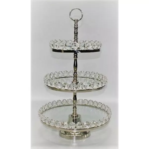 Heim Concept 20 in. H 3-Tier Glastainless Steel/Nip Stand Detachable Crystal Border (Plates 8/10/12 in.)