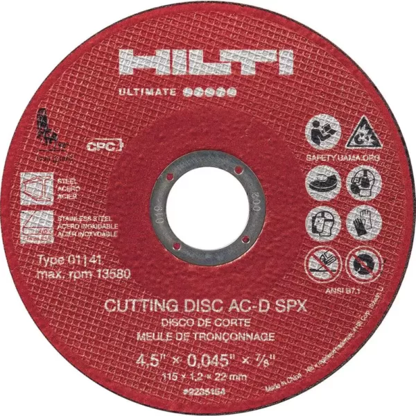 Hilti 6.0 in. x 0.045 in. x 7/8 in. AC-D SPX Type 1 Flat Ultimate Zirconium Cutting Disc (25-Pack)