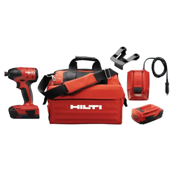 Hilti 22-Volt Lithium-Ion 1/4 in. Hex Cordless Brushless SID 4 Compact Impact Driver with 3 gear speed and DC Car Charger