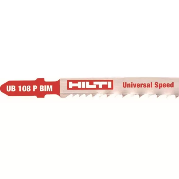 Hilti 4.25 in. 5 TPI to 10 TPI UB 108 Bi-Metal T-Shank Premium Jig Saw Blade for Cutting Metal and Wood (5-Pack)